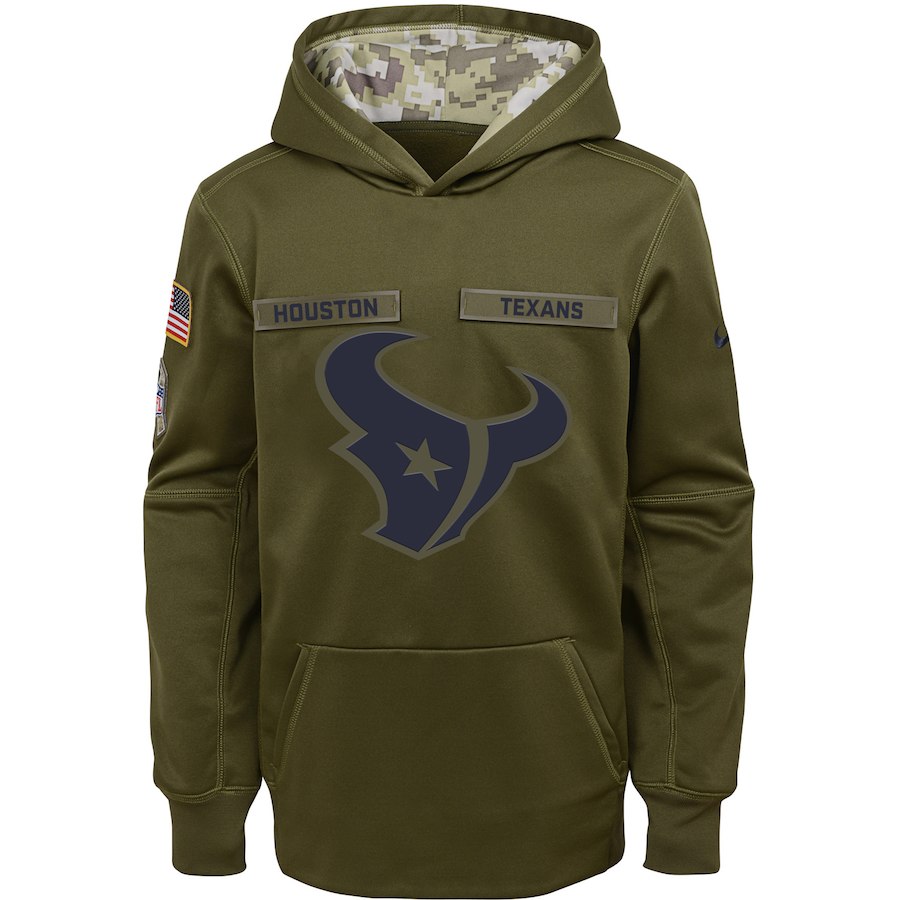 Houston Texans Nike Youth Salute to Service Pullover Performance Hoodie Green->youth nfl jersey->Youth Jersey